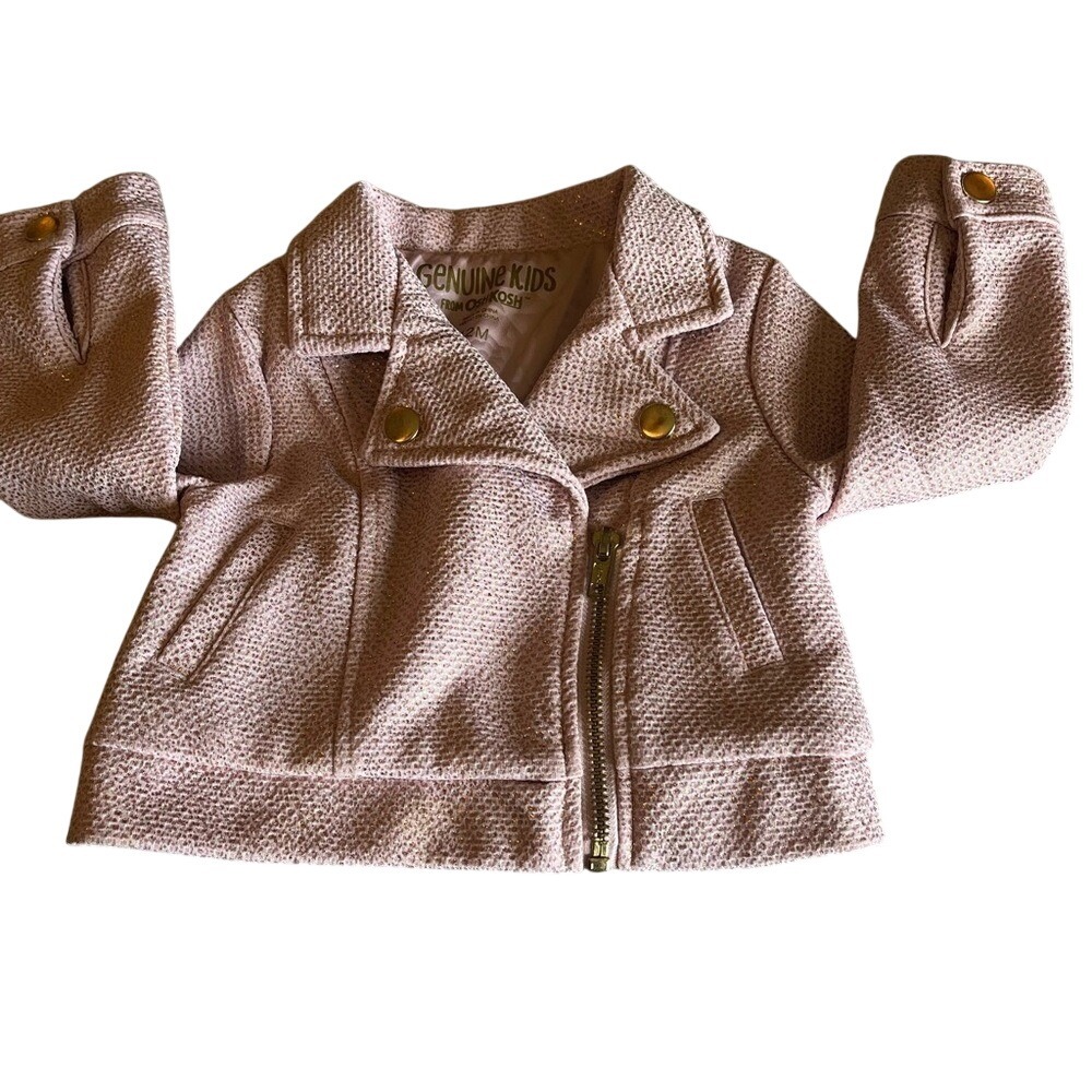 OshKosh 12M Pink Textured sparkly biker style Jacket